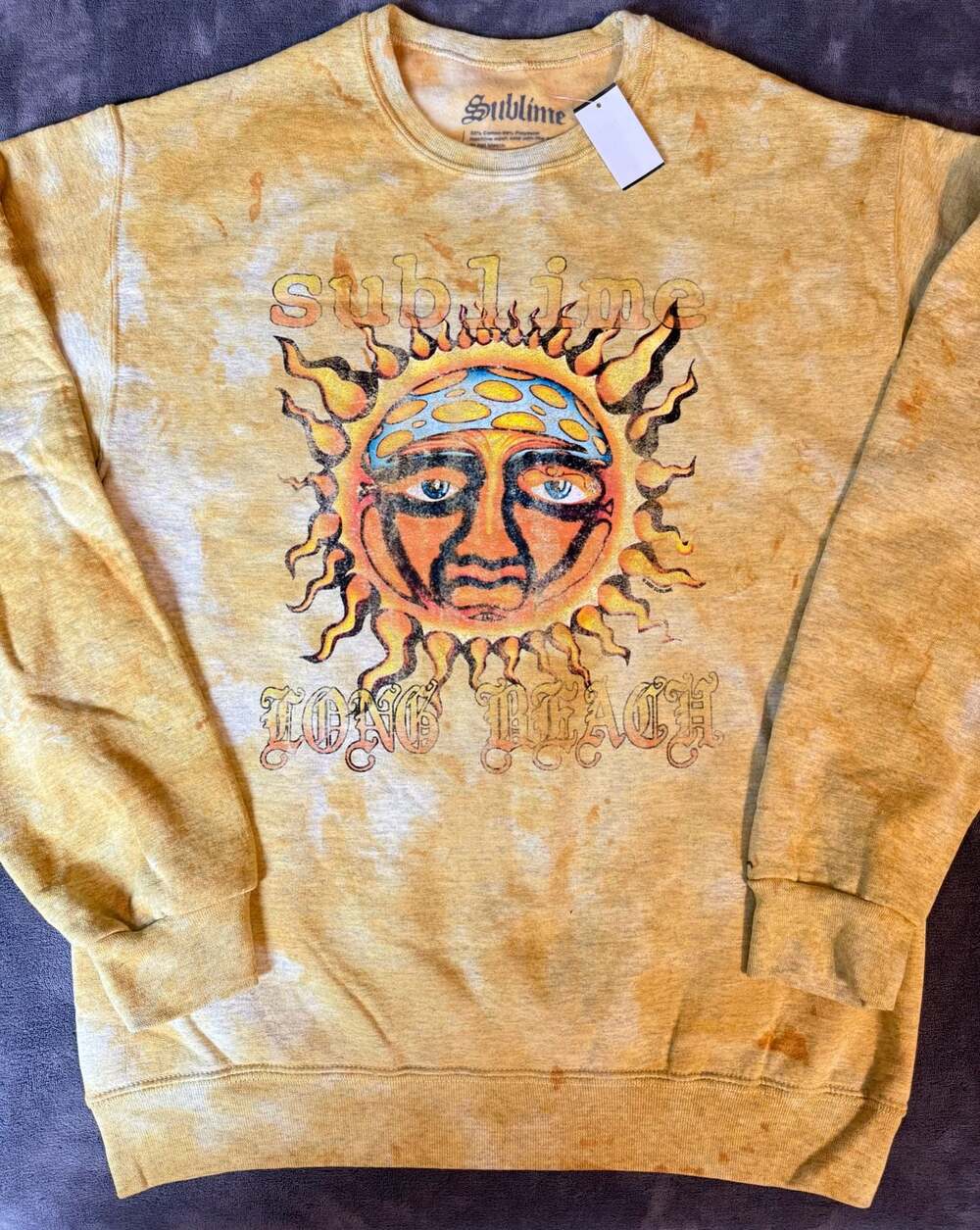 Sublime Long Sleeve Mens Sweatshirt Size M Yellow Tie Dye 40 Oz To Freedom NWT